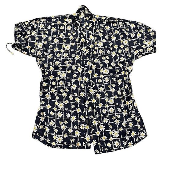 Morgan Taylor Intimates Navy Daisy Robe Sleepwear Lingerie Size M/L Windowpane - Picture 5 of 8